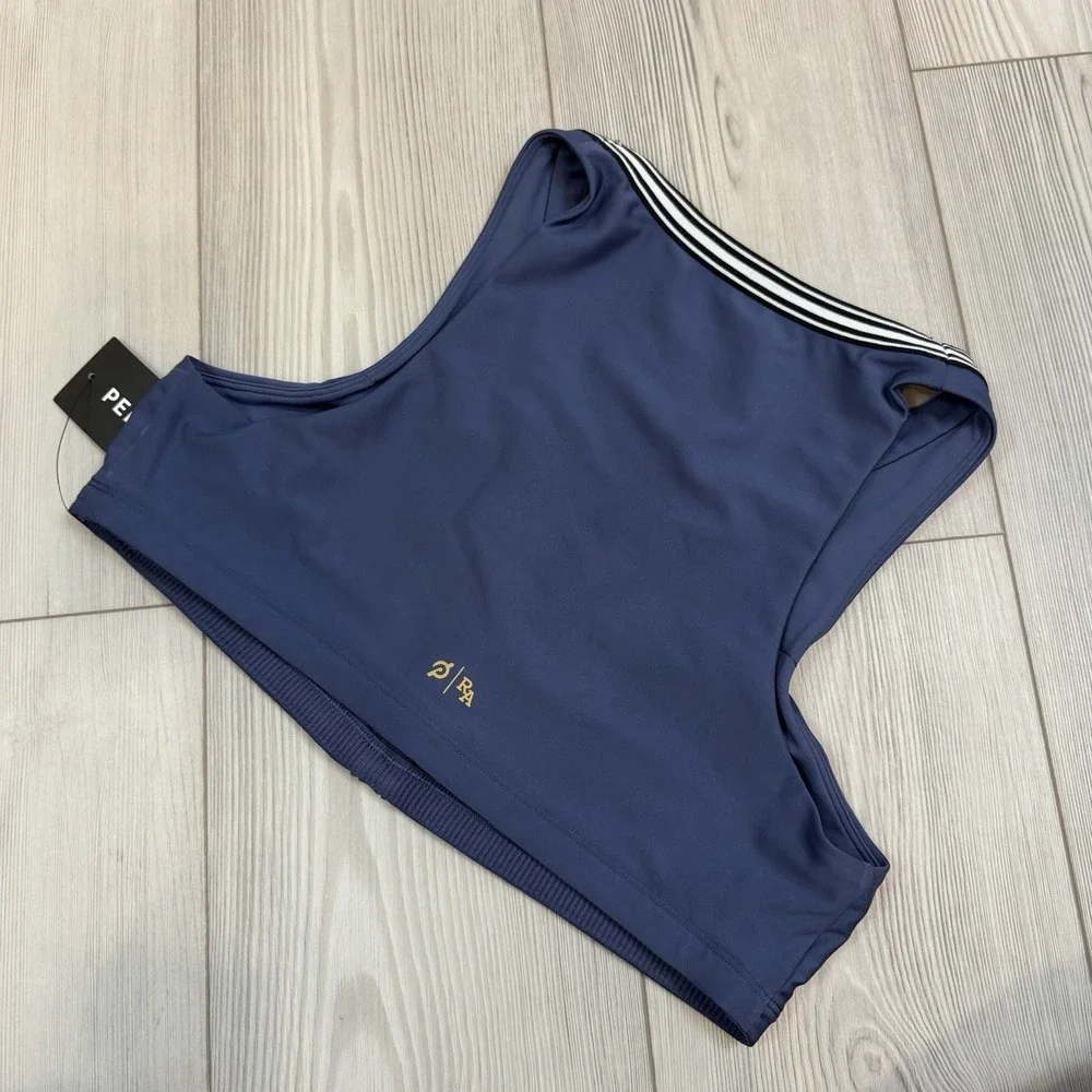 NWT Peloton X Robin Arzon XL Merit‎ V-Neck Button Henley Bra Indigo Blue